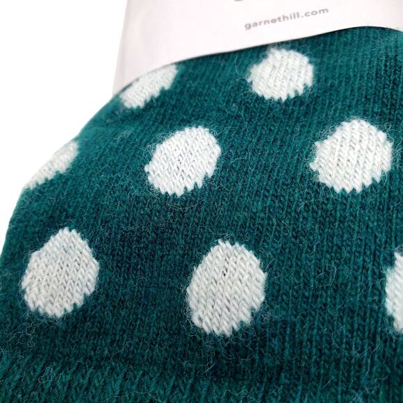New Garnet Hill Dot Socks 9-11 Warm Cozy Cashmere Blend Crew Green Holiday Gift - Picture 3 of 6